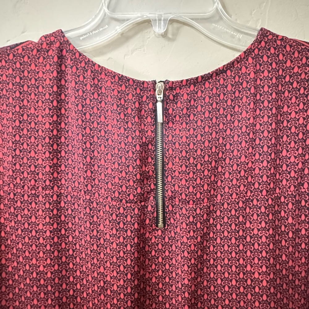 Express Red And Black Patterned Blouse - image 4